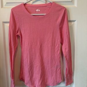 Old Navy Pink Fitted Ribbed Long Sleeve Tee